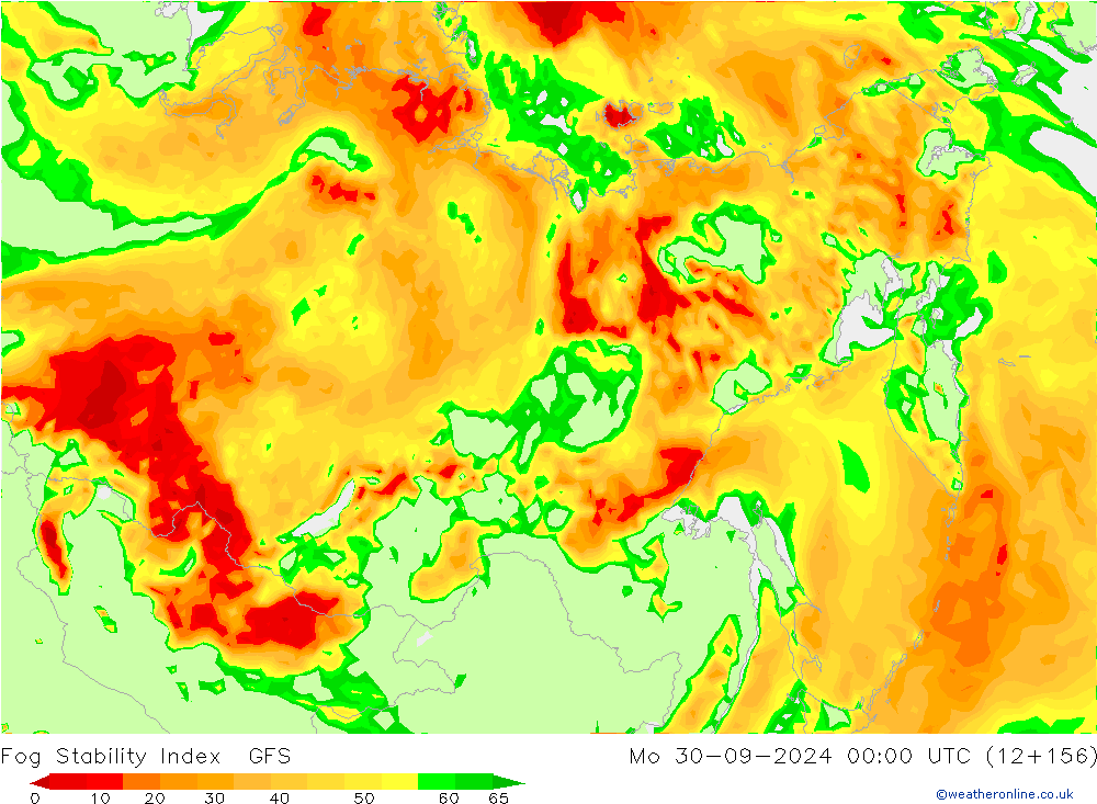 Fog Stability Index GFS pon. 30.09.2024 00 UTC