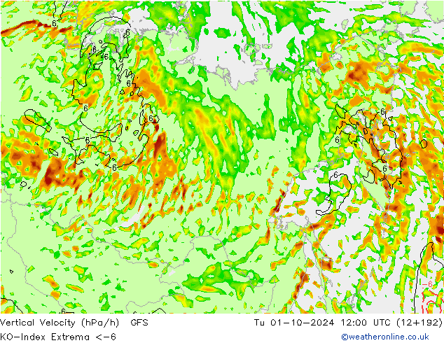 Convection-Index GFS Tu 01.10.2024 12 UTC