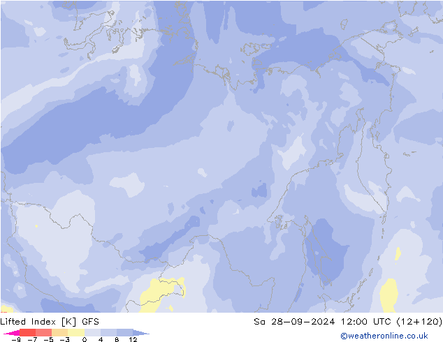 Lifted Index GFS so. 28.09.2024 12 UTC