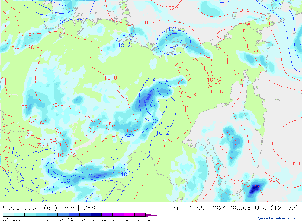 Z500/Yağmur (+YB)/Z850 GFS Cu 27.09.2024 06 UTC