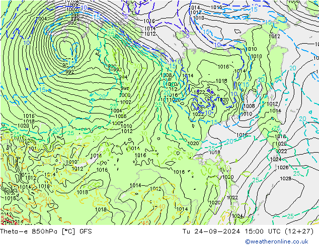 Theta-e 850hPa GFS mar 24.09.2024 15 UTC