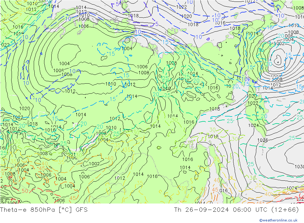 Theta-e 850hPa GFS Th 26.09.2024 06 UTC