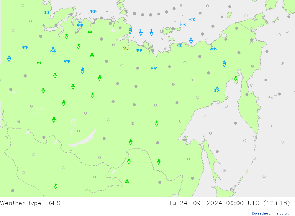 Weather type GFS Tu 24.09.2024 06 UTC