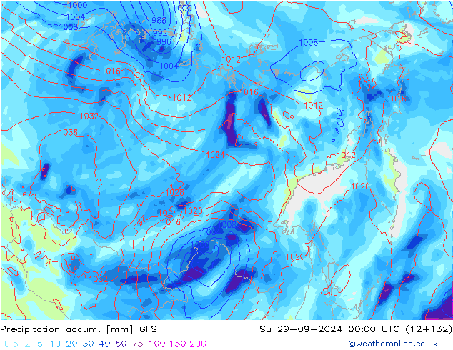 Precipitation accum. GFS Su 29.09.2024 00 UTC