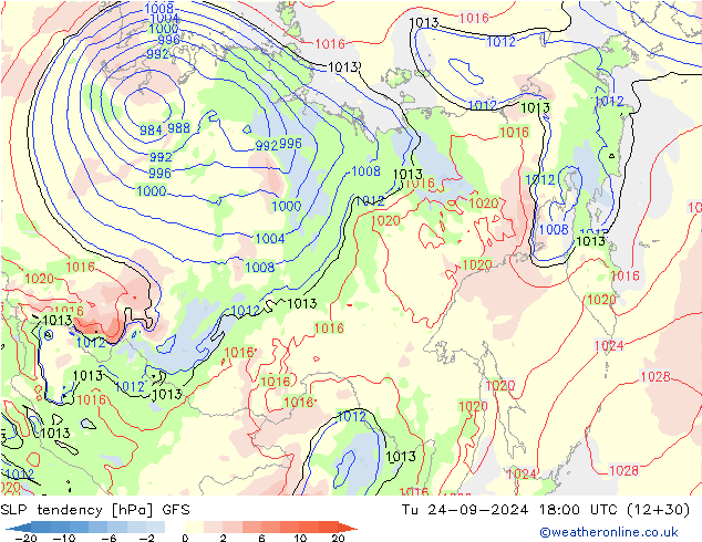 SLP tendency GFS Tu 24.09.2024 18 UTC