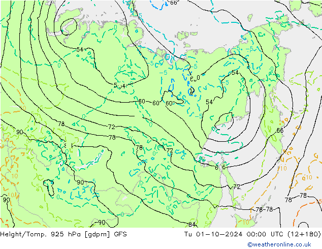 Height/Temp. 925 hPa GFS mar 01.10.2024 00 UTC