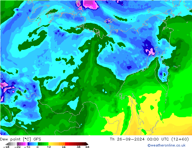 Dew point GFS Th 26.09.2024 00 UTC