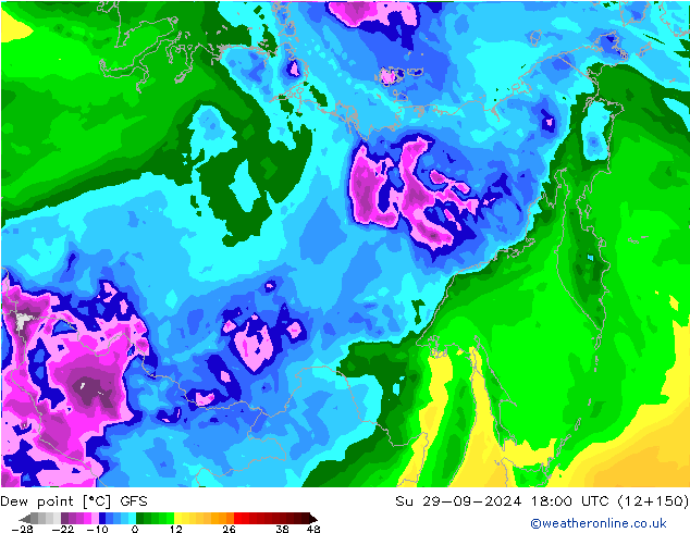 Rosný bod GFS Ne 29.09.2024 18 UTC