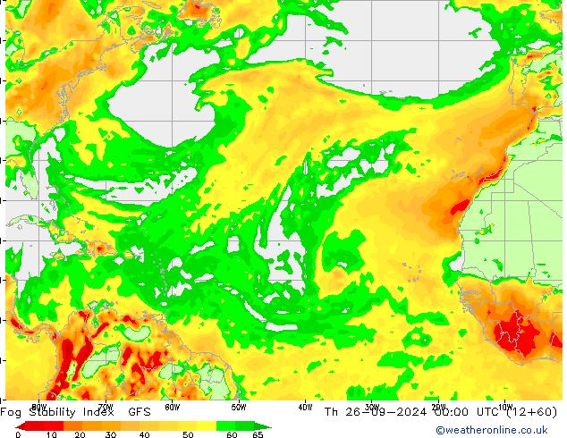 Fog Stability Index GFS gio 26.09.2024 00 UTC