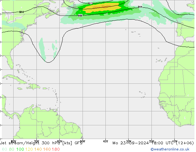 Prąd strumieniowy GFS pon. 23.09.2024 18 UTC