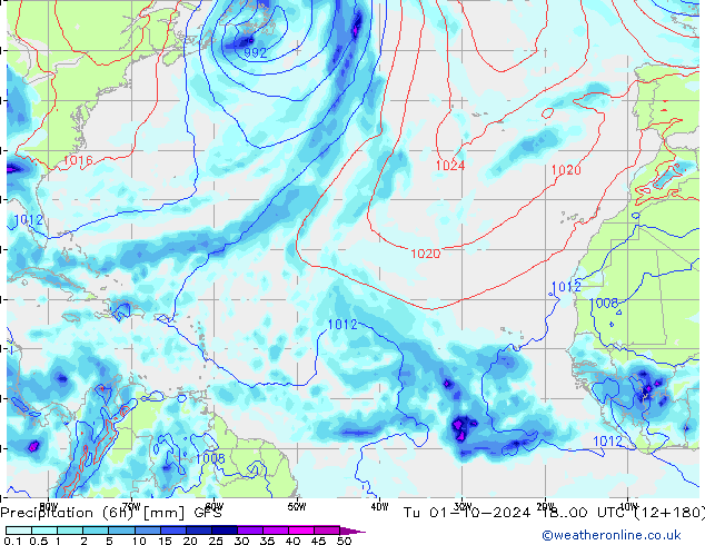 Z500/Regen(+SLP)/Z850 GFS di 01.10.2024 00 UTC