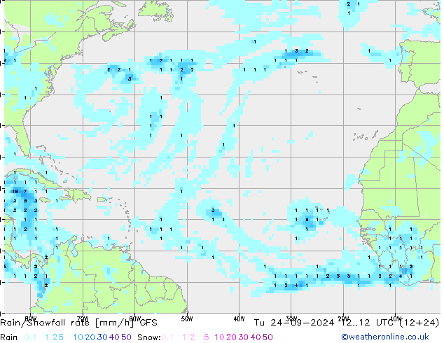 Kar/Yağmur Oranı GFS Sa 24.09.2024 12 UTC