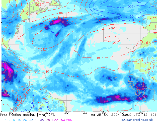 Totale neerslag GFS wo 25.09.2024 06 UTC