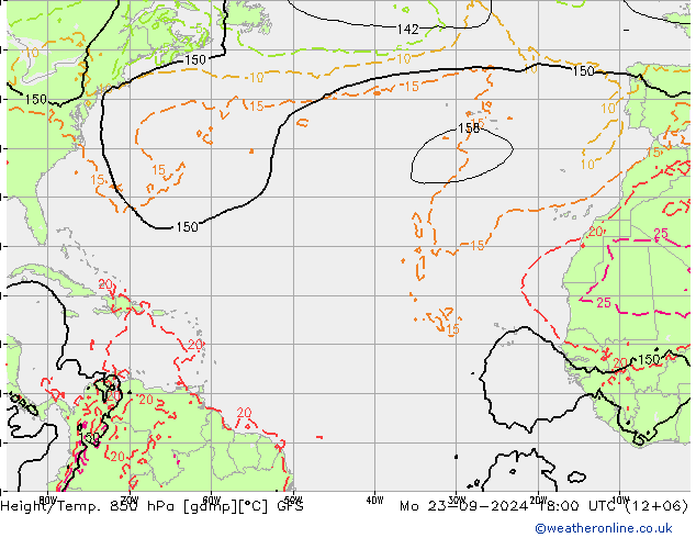 Height/Temp. 850 hPa GFS Mo 23.09.2024 18 UTC