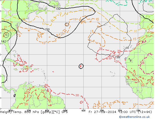 Z500/Rain (+SLP)/Z850 GFS Fr 27.09.2024 12 UTC