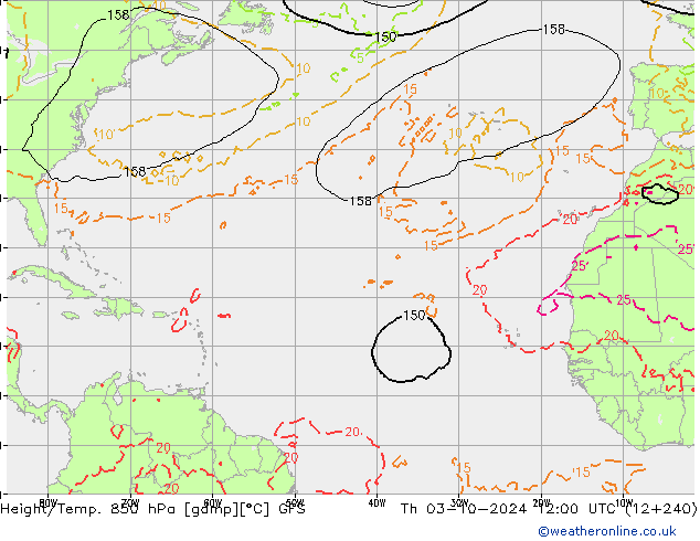 Z500/Rain (+SLP)/Z850 GFS чт 03.10.2024 12 UTC