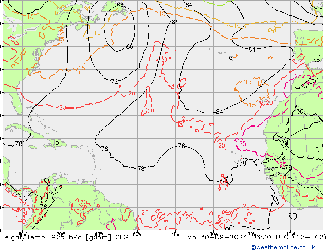 Height/Temp. 925 hPa GFS Seg 30.09.2024 06 UTC