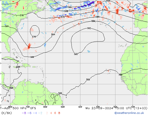 T-Adv. 500 hPa GFS Pzt 23.09.2024 15 UTC