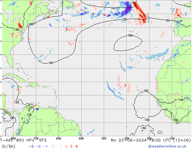 T-Adv. 850 hPa GFS Mo 23.09.2024 18 UTC