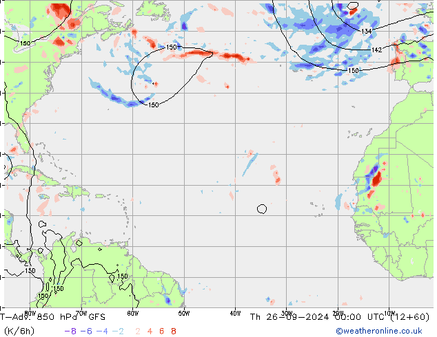 T-Adv. 850 hPa GFS jeu 26.09.2024 00 UTC