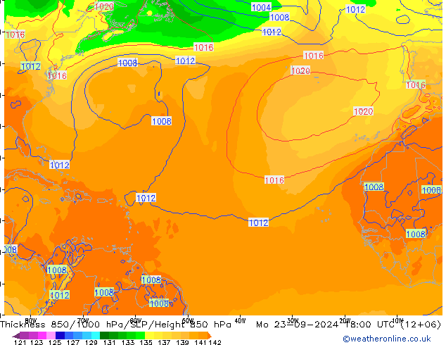 Thck 850-1000 hPa GFS Mo 23.09.2024 18 UTC