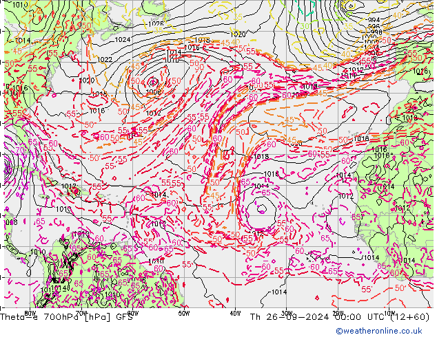 Theta-e 700hPa GFS Do 26.09.2024 00 UTC