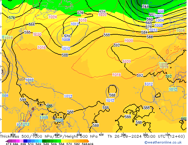 Thck 500-1000hPa GFS Th 26.09.2024 00 UTC