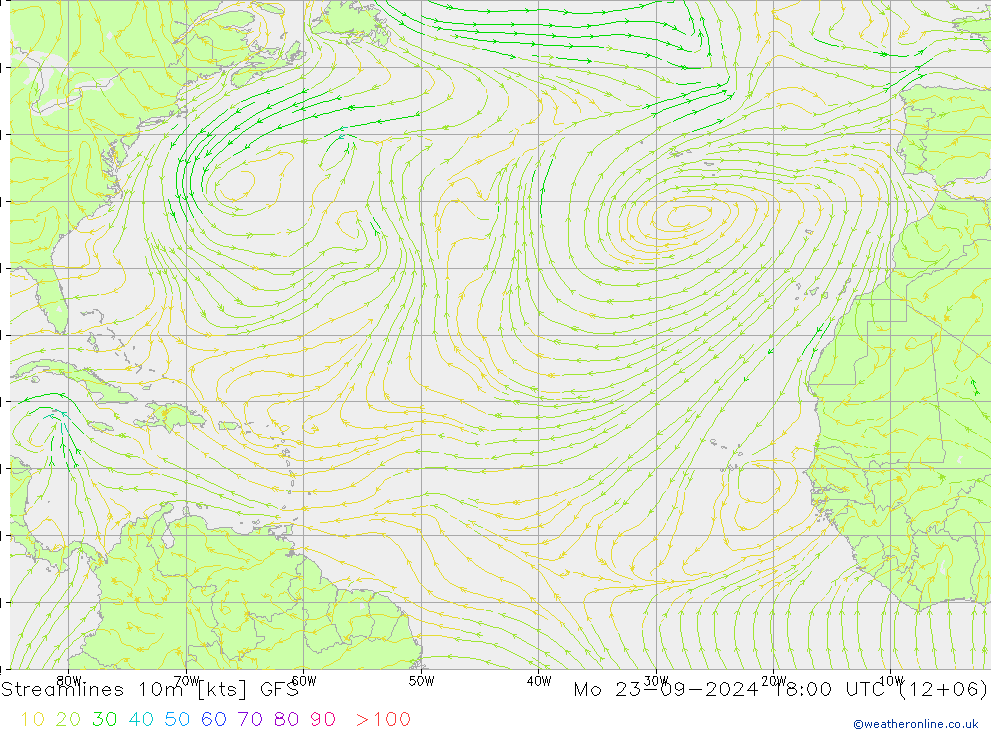 Streamlines 10m GFS Mo 23.09.2024 18 UTC