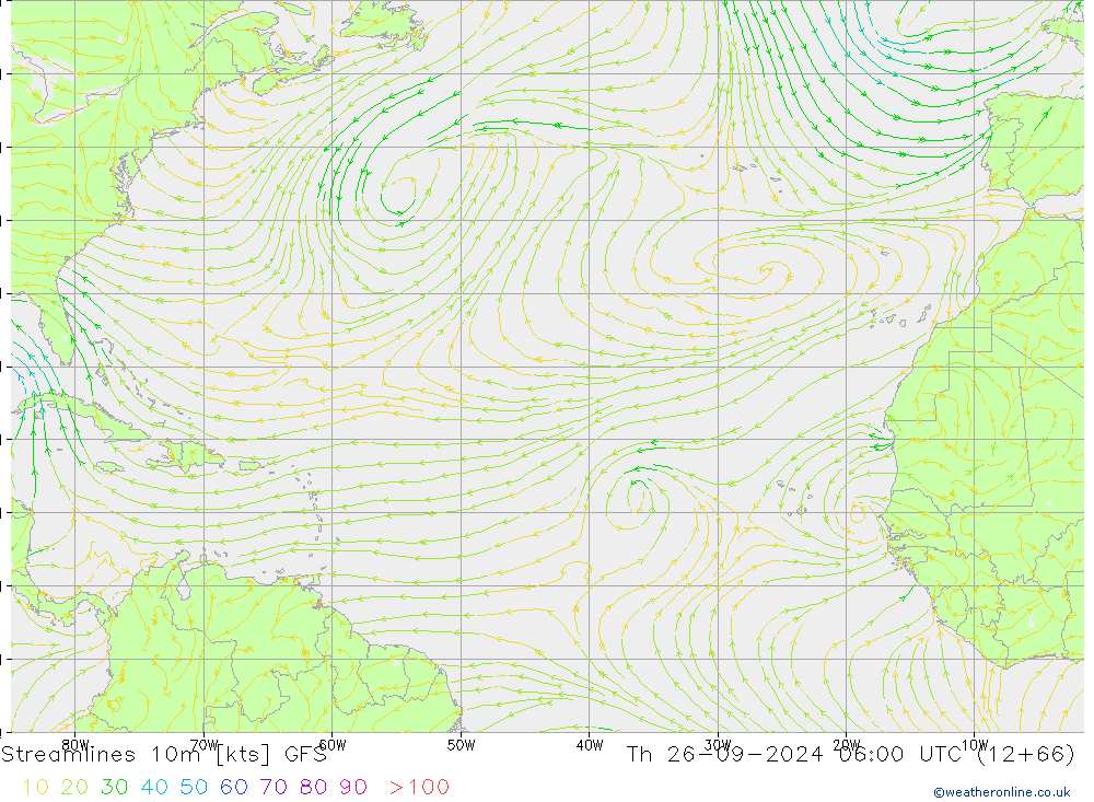 Streamlines 10m GFS Th 26.09.2024 06 UTC