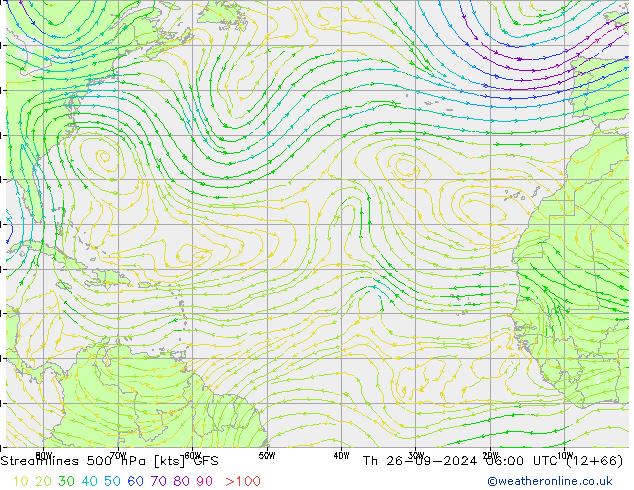 Streamlines 500 hPa GFS Th 26.09.2024 06 UTC