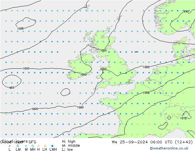 Cloud layer GFS St 25.09.2024 06 UTC