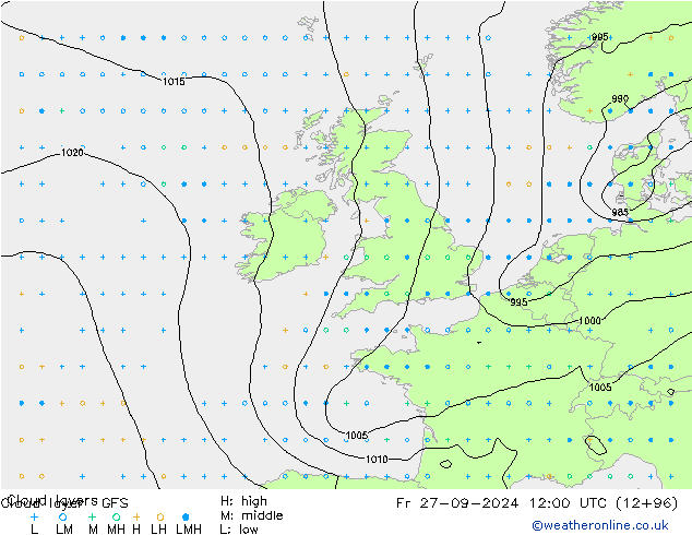 Cloud layer GFS Fr 27.09.2024 12 UTC