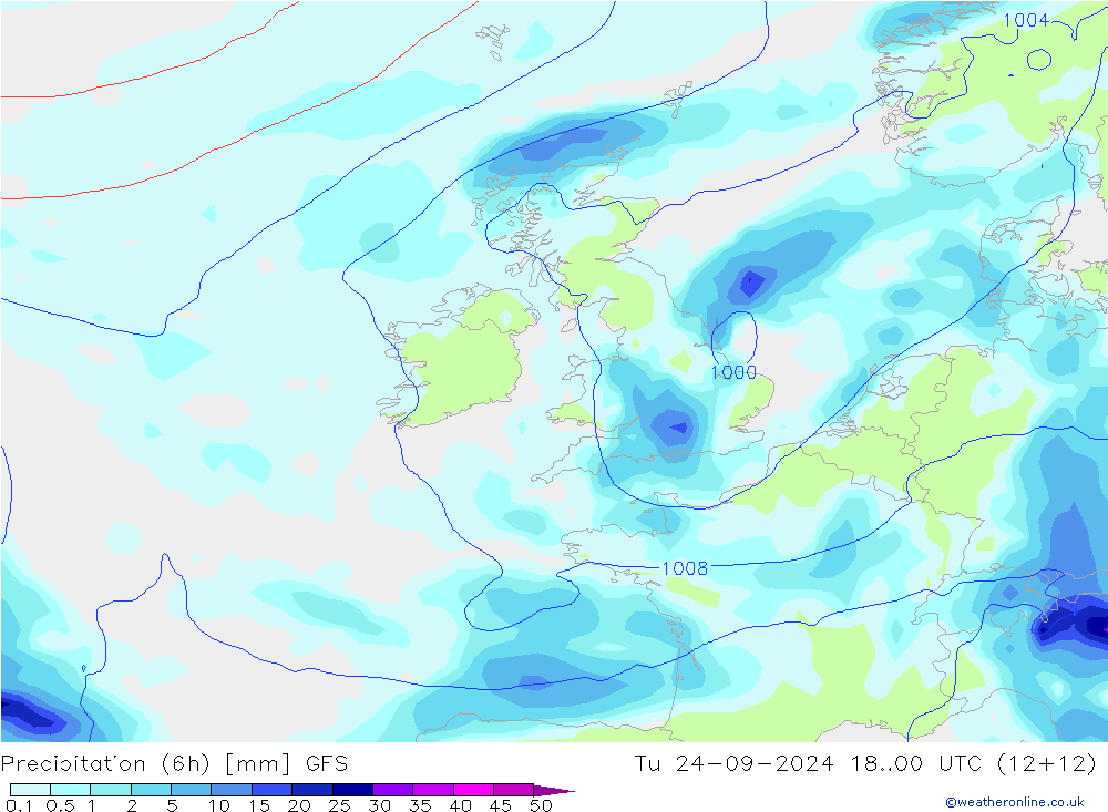 Z500/Rain (+SLP)/Z850 GFS Tu 24.09.2024 00 UTC