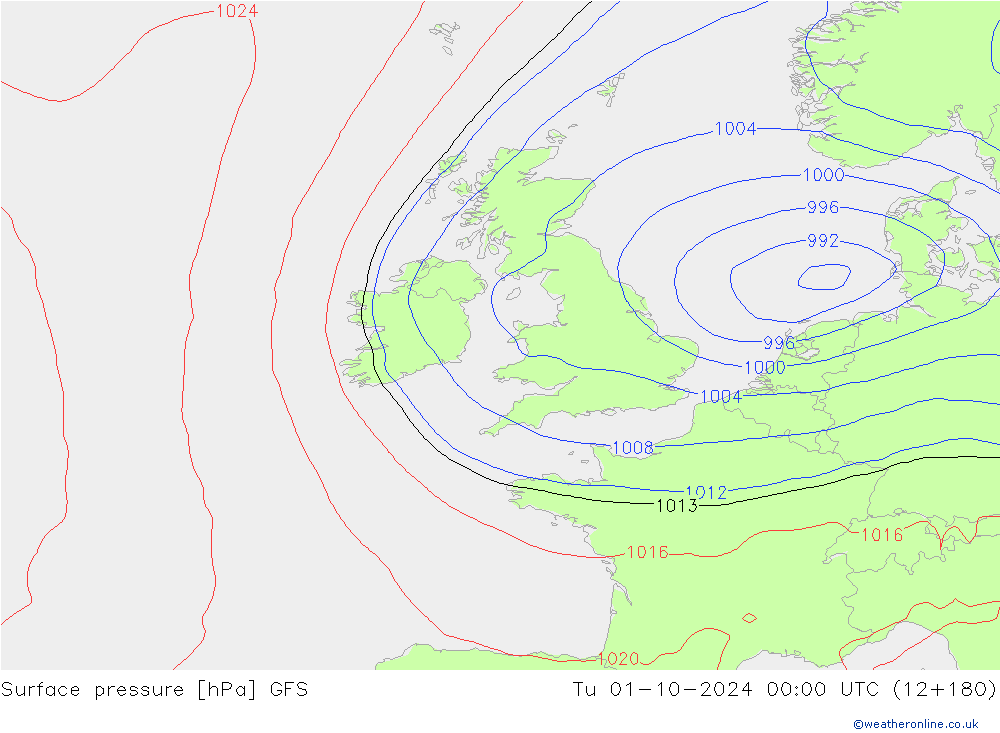 pression de l'air GFS mar 01.10.2024 00 UTC