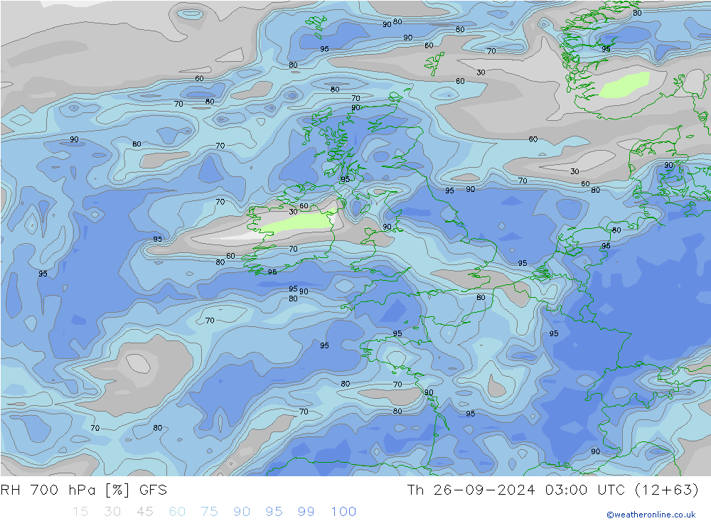 RH 700 hPa GFS Qui 26.09.2024 03 UTC