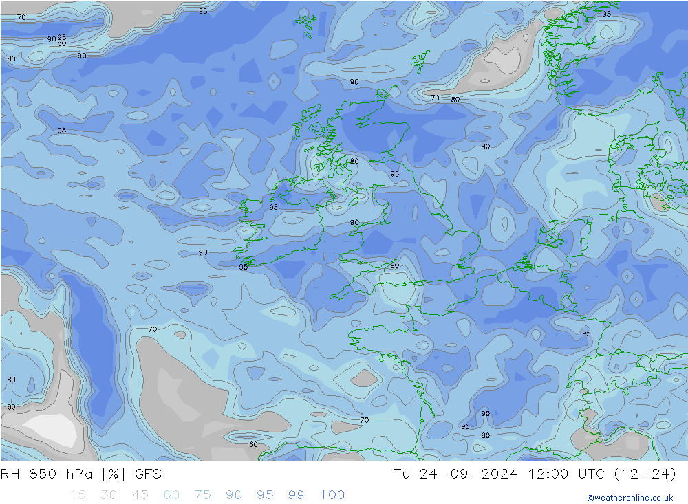 RH 850 hPa GFS  24.09.2024 12 UTC