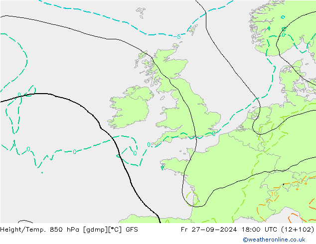 Z500/Rain (+SLP)/Z850 GFS  27.09.2024 18 UTC