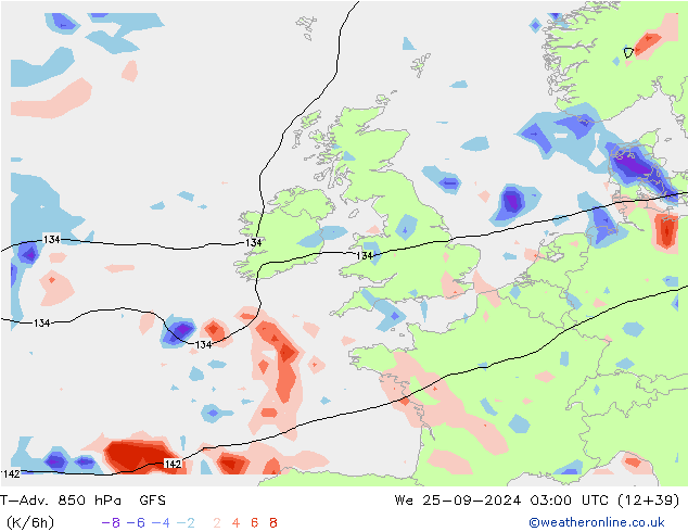 T-Adv. 850 hPa GFS We 25.09.2024 03 UTC