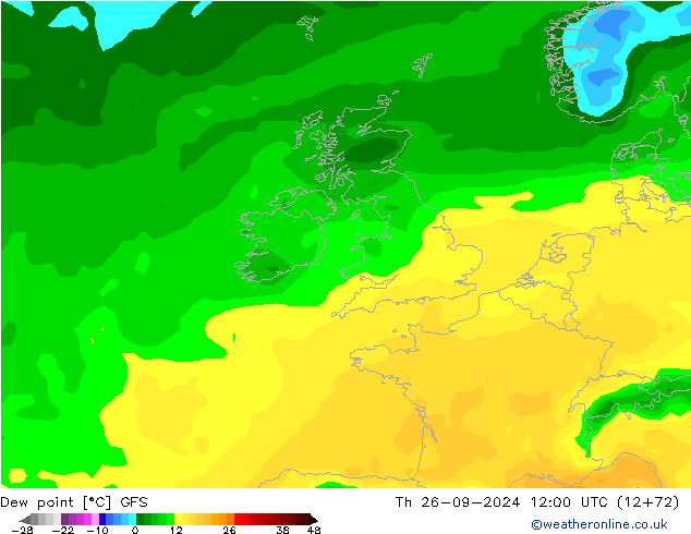 Dauwpunt GFS do 26.09.2024 12 UTC