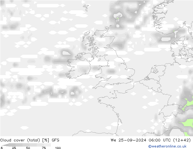 облака (сумма) GFS ср 25.09.2024 06 UTC