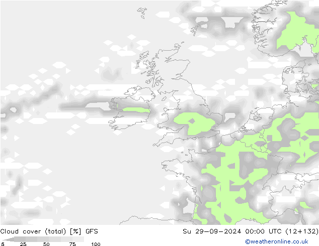 Wolken (gesamt) GFS So 29.09.2024 00 UTC