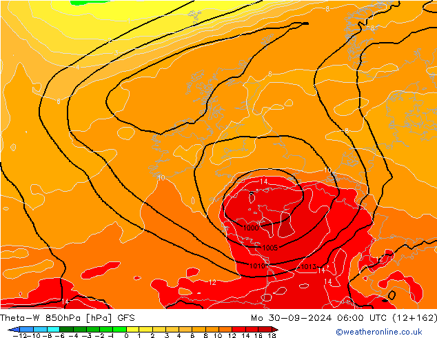 Theta-W 850hPa GFS Mo 30.09.2024 06 UTC