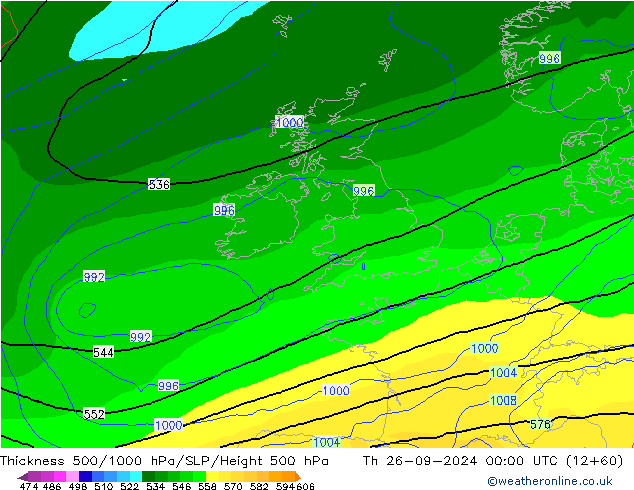 Thck 500-1000hPa GFS Qui 26.09.2024 00 UTC