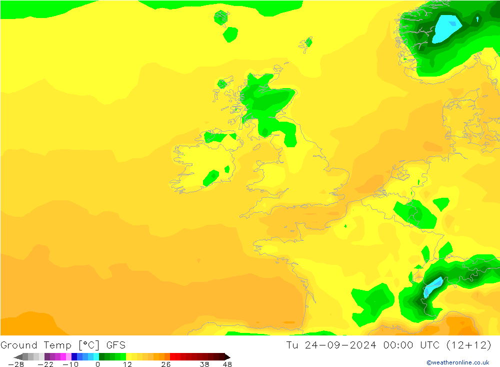 Ground Temp GFS Tu 24.09.2024 00 UTC