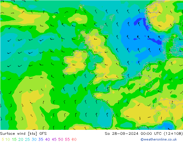 Surface wind GFS Sa 28.09.2024 00 UTC