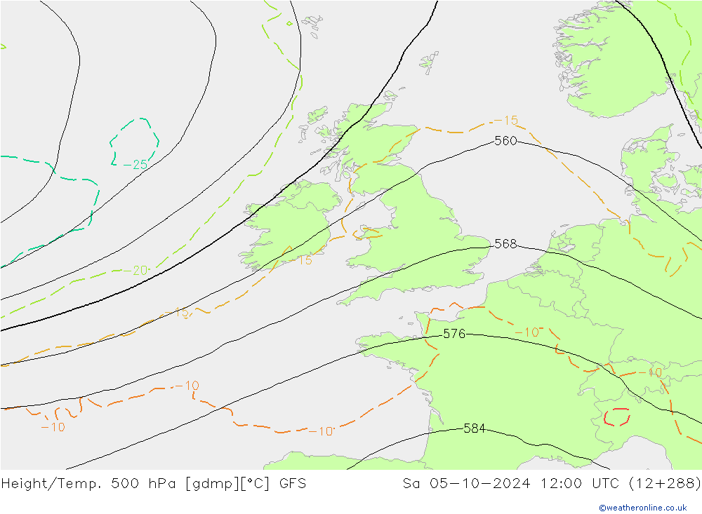 Z500/Rain (+SLP)/Z850 GFS So 05.10.2024 12 UTC