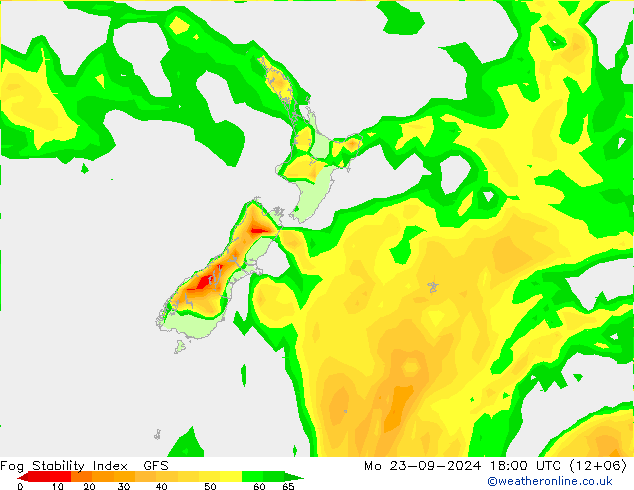 Fog Stability Index GFS lun 23.09.2024 18 UTC