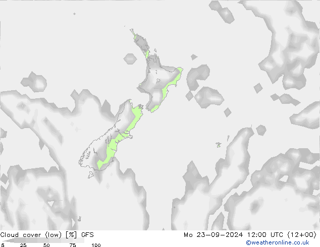 nízká oblaka GFS Po 23.09.2024 12 UTC