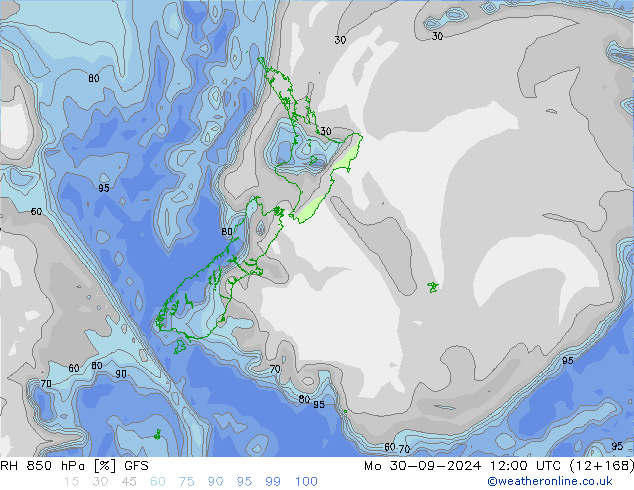 RH 850 hPa GFS Mo 30.09.2024 12 UTC