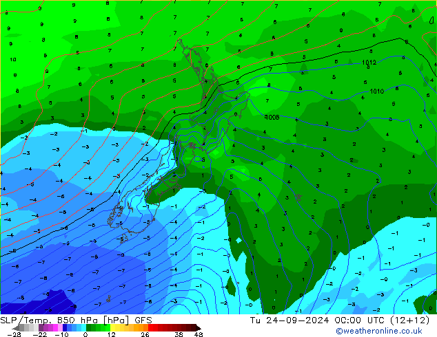 SLP/Temp. 850 hPa GFS mar 24.09.2024 00 UTC